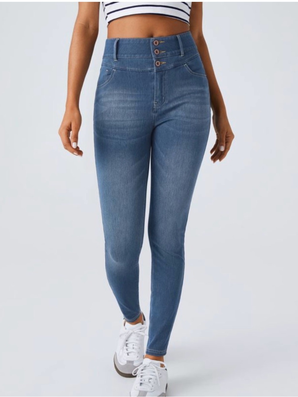 HALARA Flex High Waisted Zipper Pockets  Casual Skinny Jeans Triple-Button Sz S